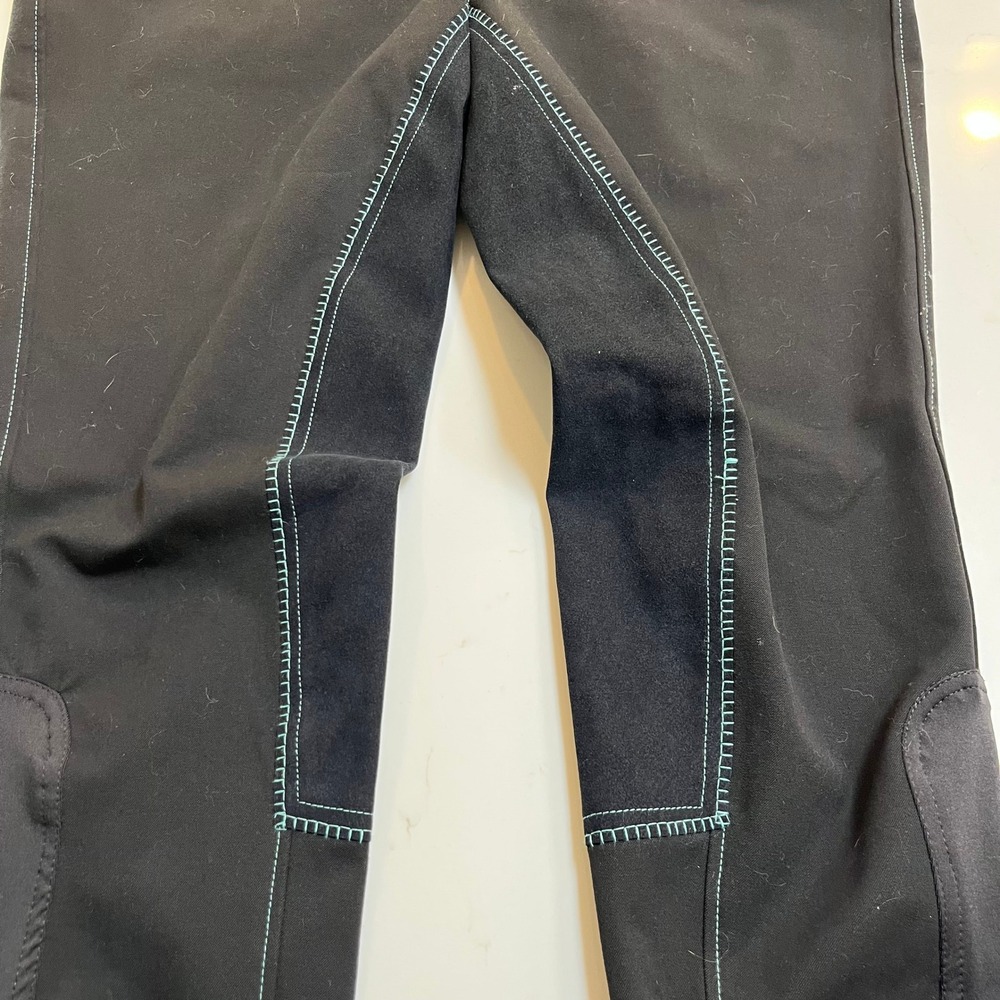 Piper Curvy Evolution Smartpak Womens Black Teal Equestrian Riding Breeches 44R - Picture 6 of 13